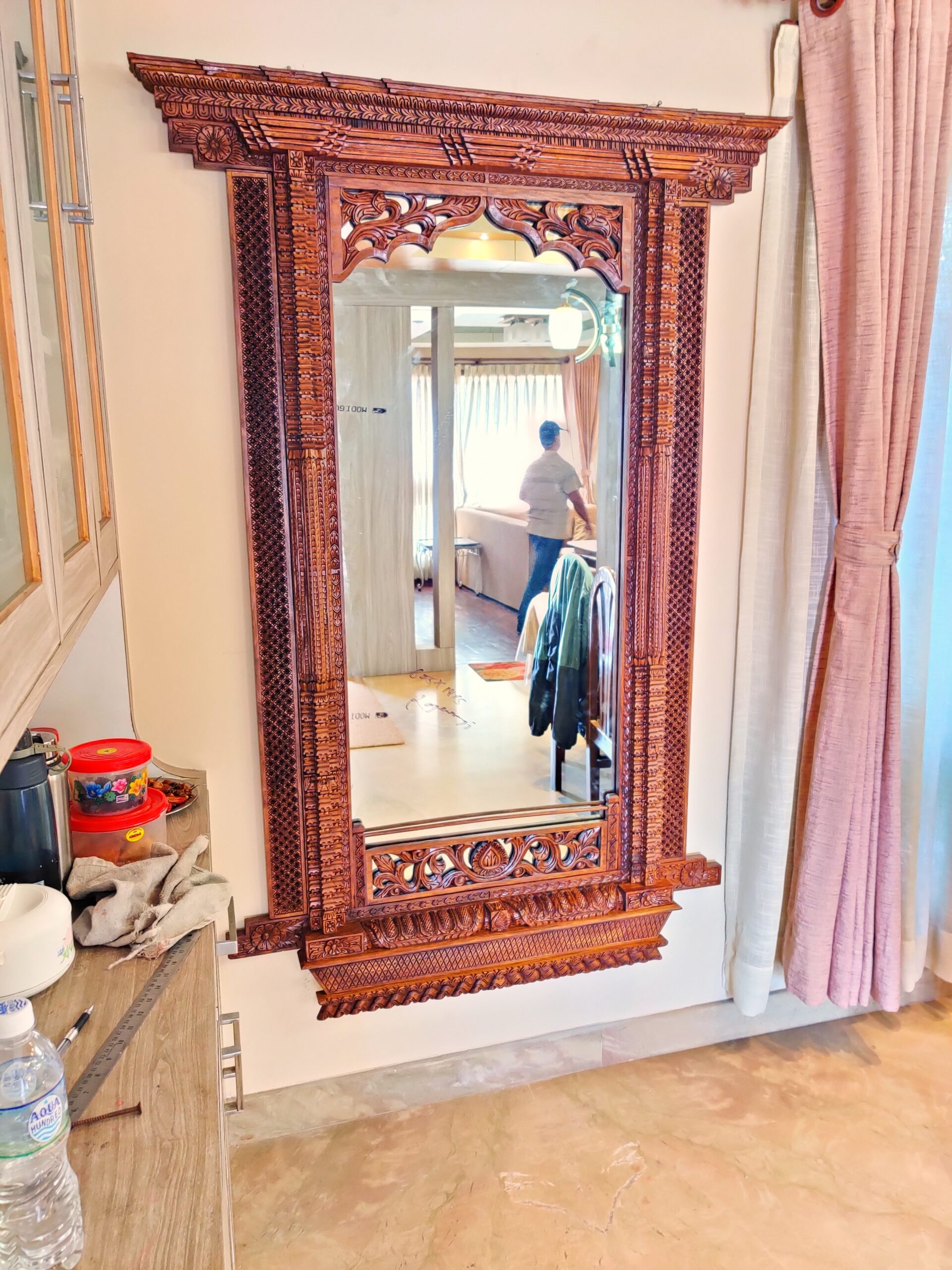 Wall Mirror Intricate Wood Wall Decor Lattice Work
