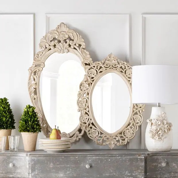Wall Mirror Layered Mirror Display Ornate Scrollwork