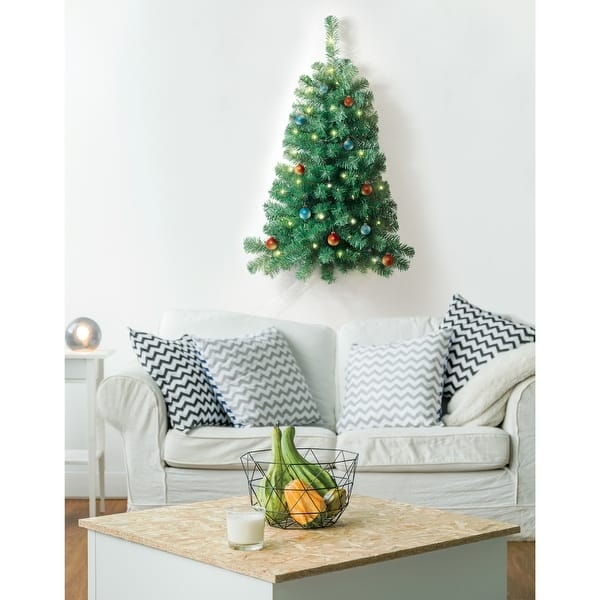 Wall Mounted Christmas Tree: Pre-Lit Mini Styling