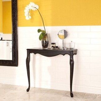 Wall Mounted Console Cabriole Legs Scalloped Apron Black Vanity