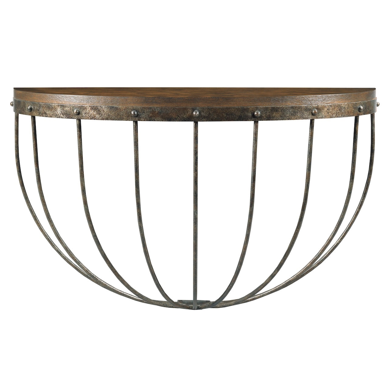 Wall Mounted Console Cage Base Demilune Top Industrial Cage Table
