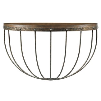 Wall Mounted Console Cage Base Demilune Top Industrial Cage Table