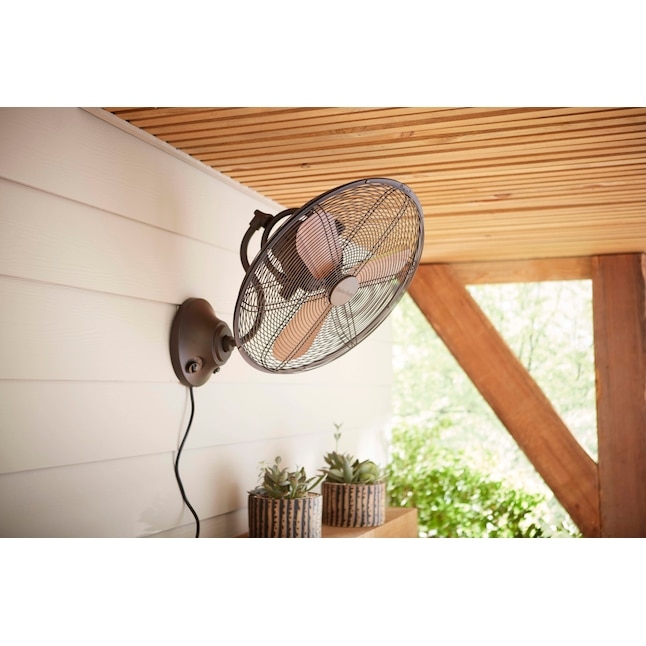 Wall Mounted Fan: Bronze Wire Cage Oscillating Patio Fan