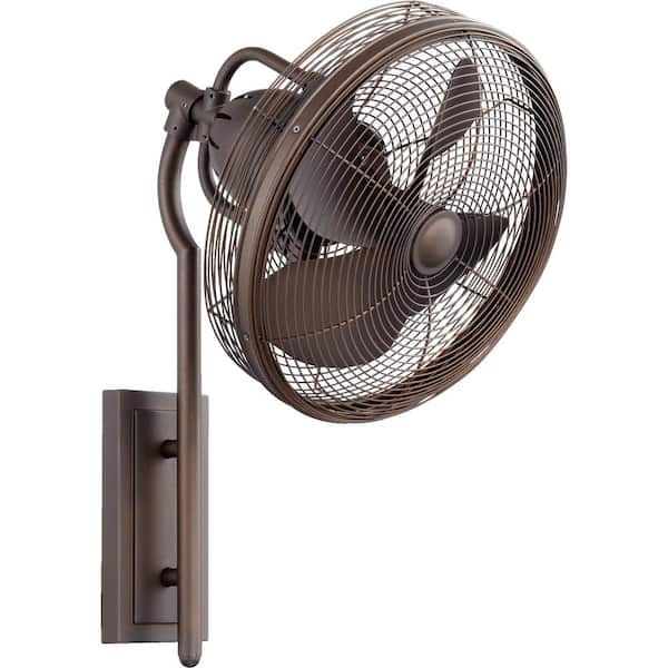 Wall Mounted Fan: Oiled Bronze Finish Metal Cage Fan