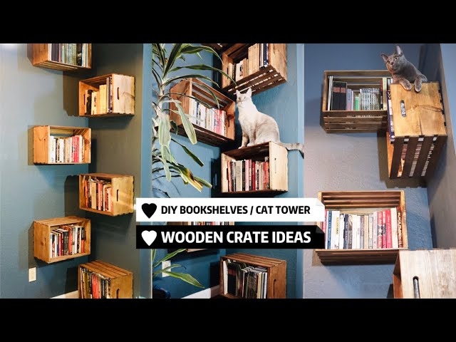 Wall Mounted Shelving: DIY Crate Storage with Slats