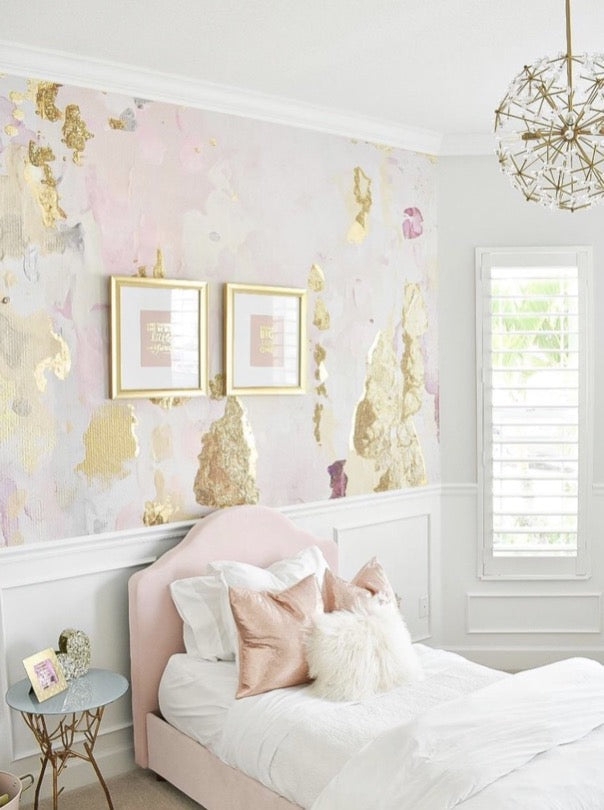 Wall Mural Gold Foil Accents Luxury Watercolor Art