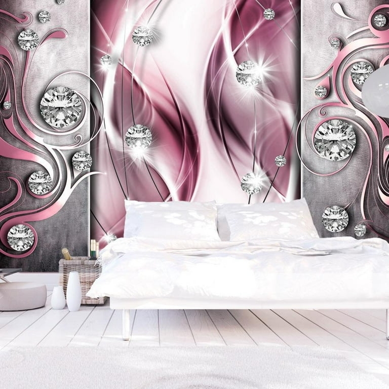 Wall Mural Pink Fluid Abstract Diamond Accent Art