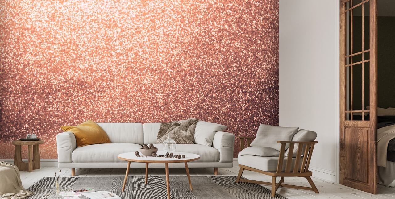 Wall Mural Rose Gold Gradient Shimmering Accent Wall