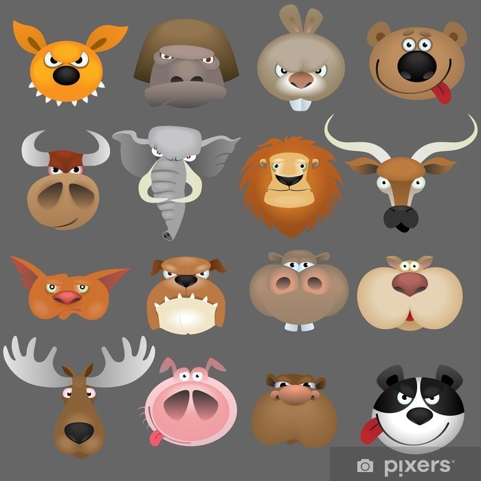 Wall Mural with Charcoal Background for Cartoon Animal Wall Mural