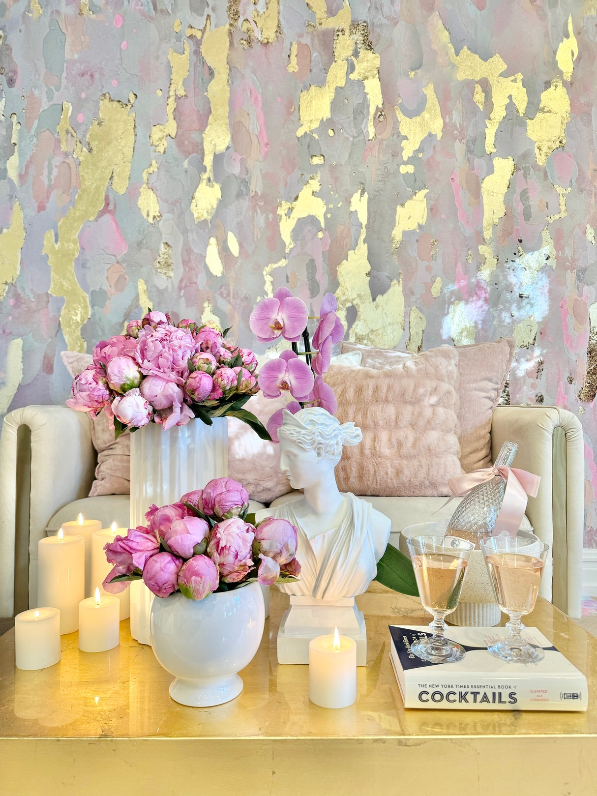Wall Mural with Pastel Hues and Painterly Brushstrokes