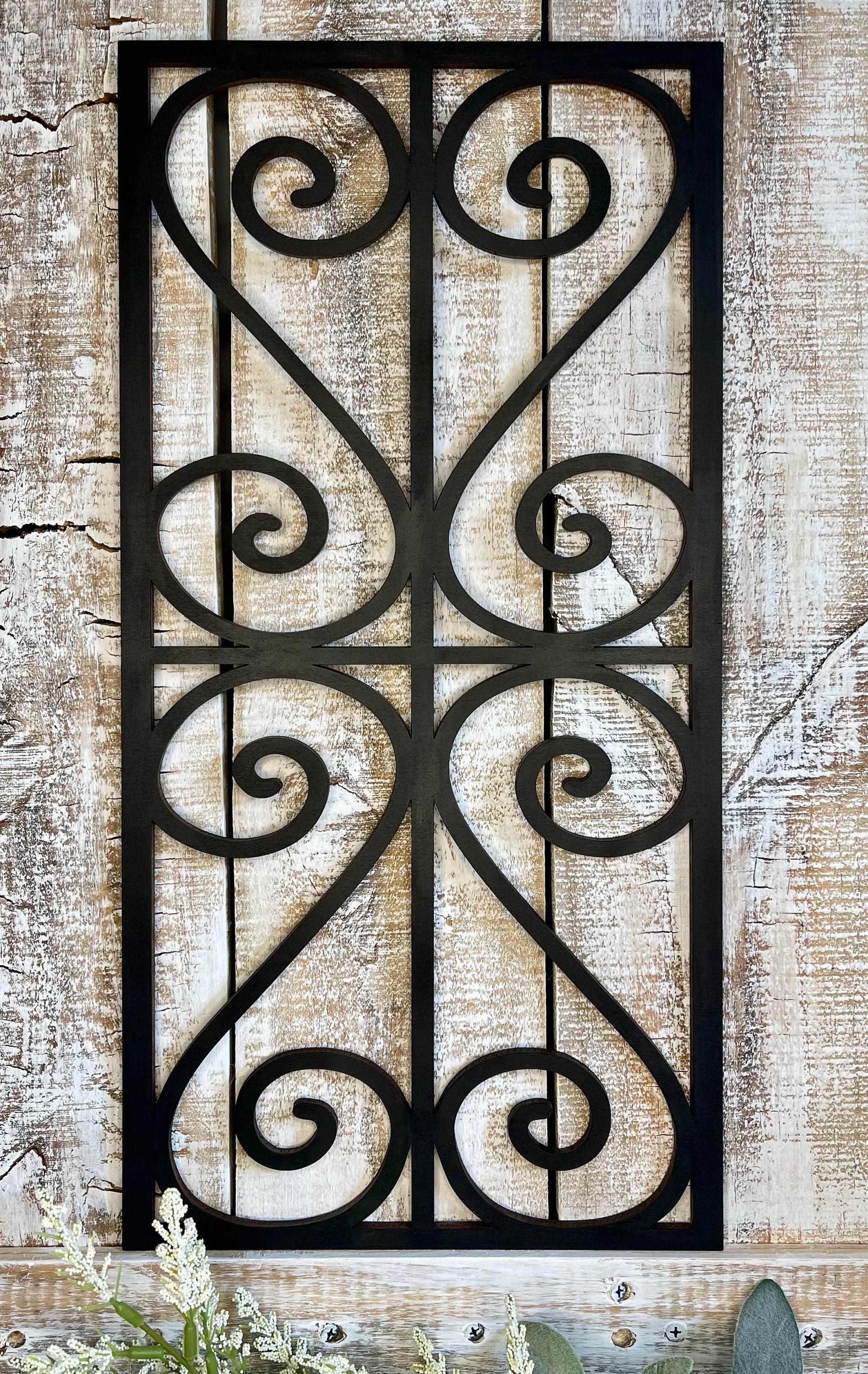 Wall Panel Laser Cut Scrollwork Faux Wrought Iron Shutter