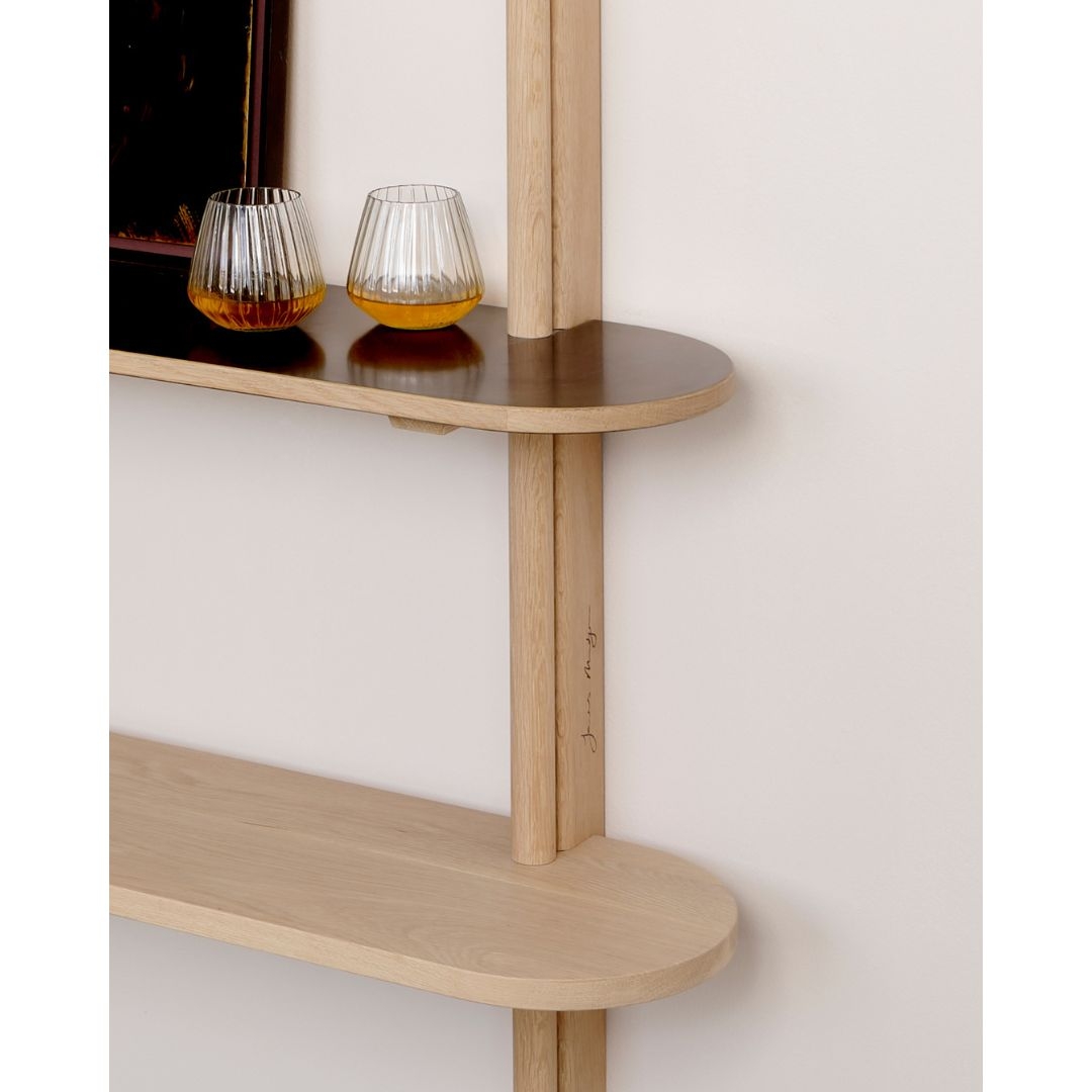 Wall Shelves Double Rod Supports Contrast Top Wood