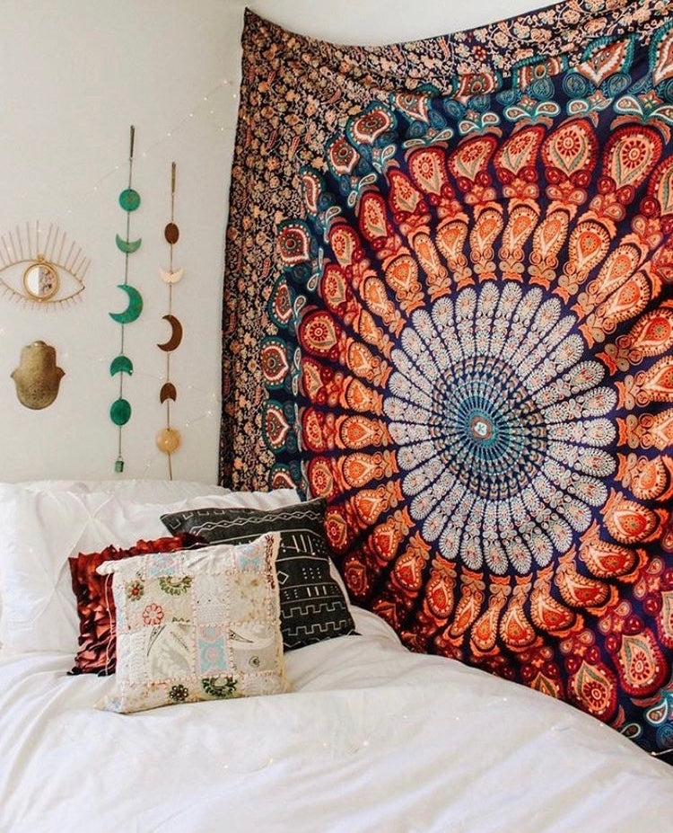 Wall Tapestry: Eclectic Wall Gallery Navy Moon Phase Wall Art Decor