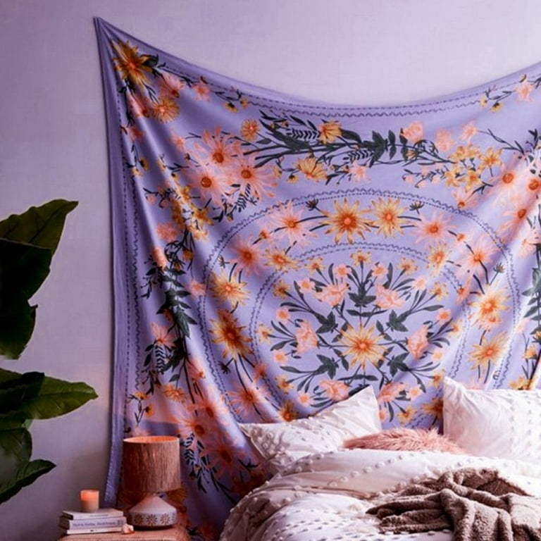 Wall Tapestry: Floral Medallion Center Lavender Aesthetic Wall Decor