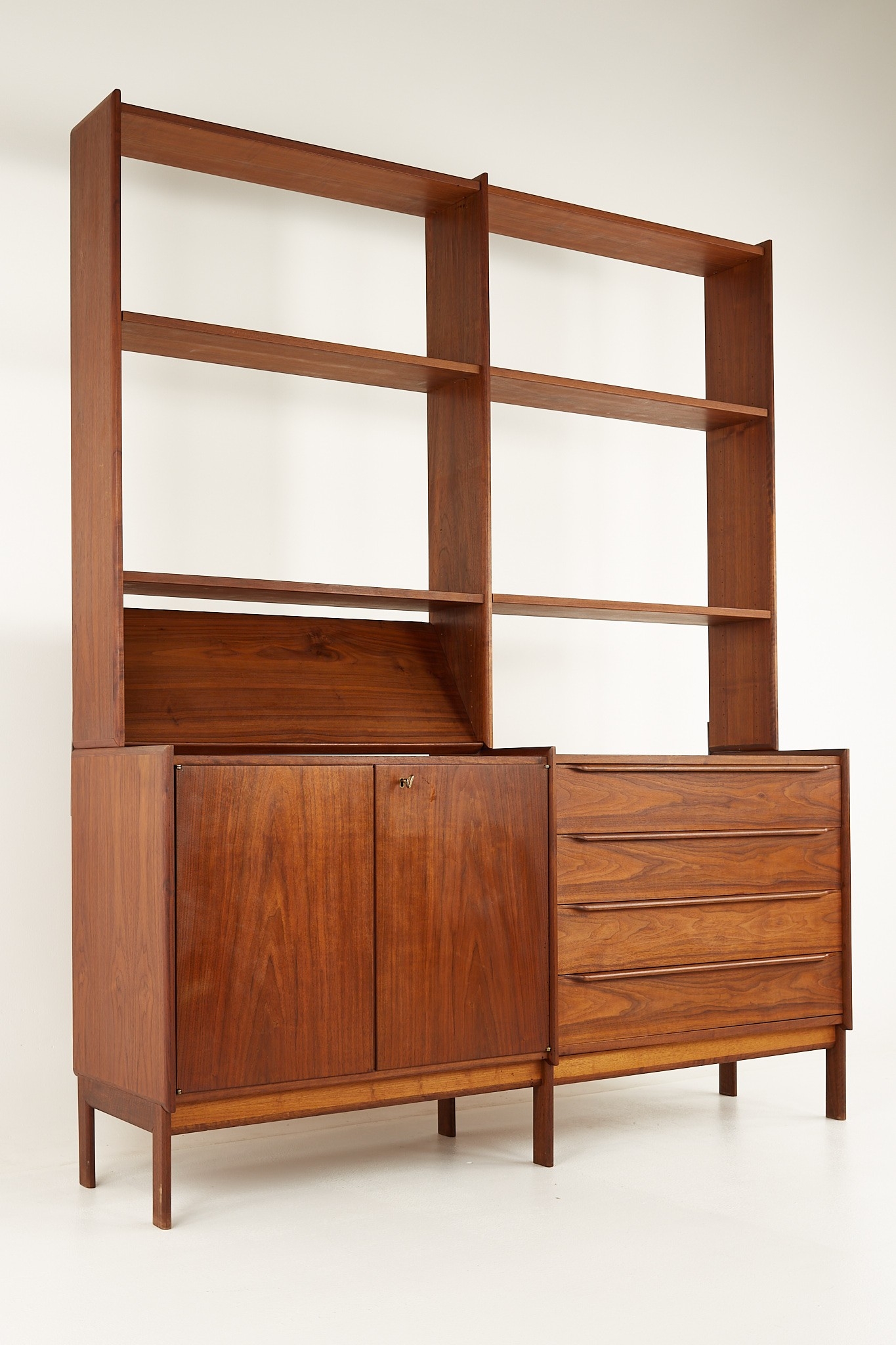 Wall Unit: Rosewood Secretary Desk with Recessed Wood Pulls