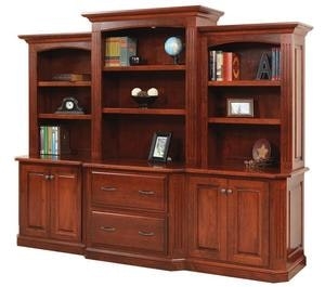 Wall Unit: Three-Piece Hutch with Drawers and Arched Crown