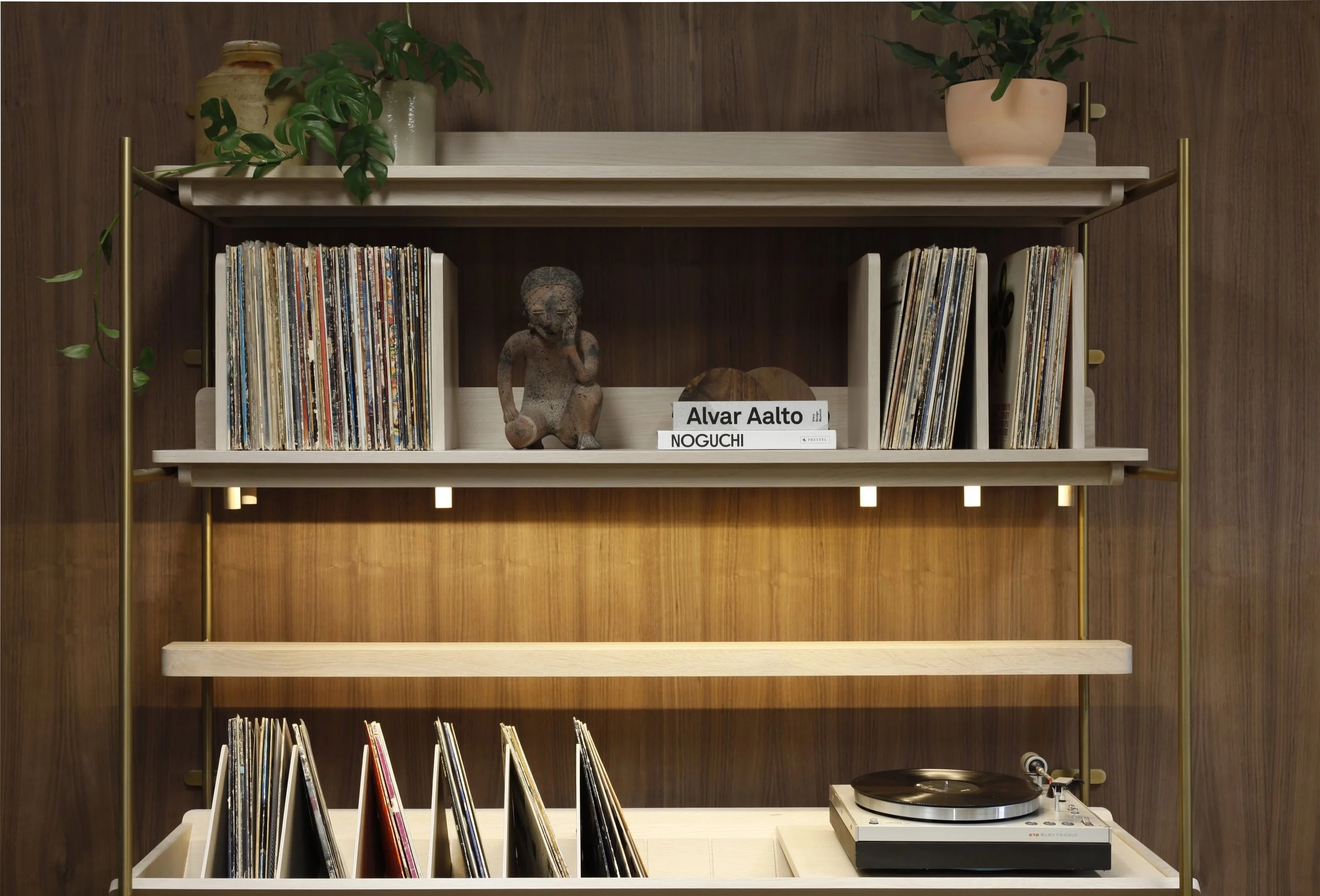 Wall Unit with Integrated Lighting for Modern Vinyl Wall Unit