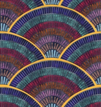 Wallpaper Mosaic Tile Effect Art Deco Gold Fan Pattern