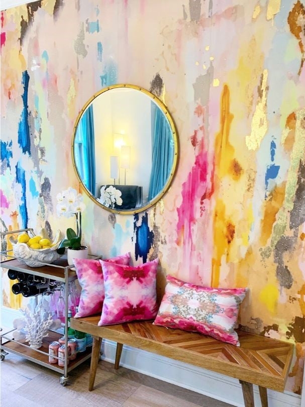 Wallpaper Mural using Vibrant Watercolor in Maximalist Style