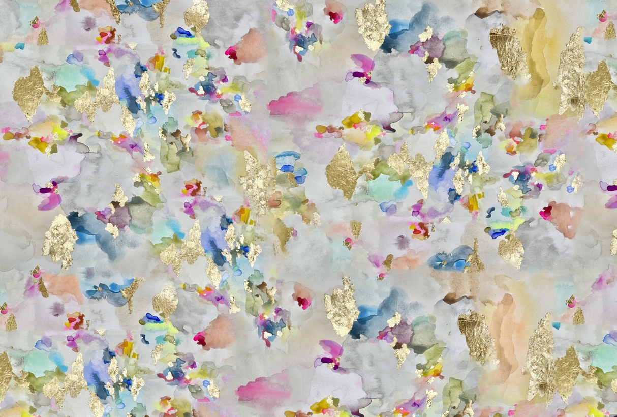 Wallpaper Mural with Random Splatter and Watercolor Art