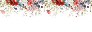 Watercolor Botanical Wallpaper Border in Soft Watercolor Botanical Style