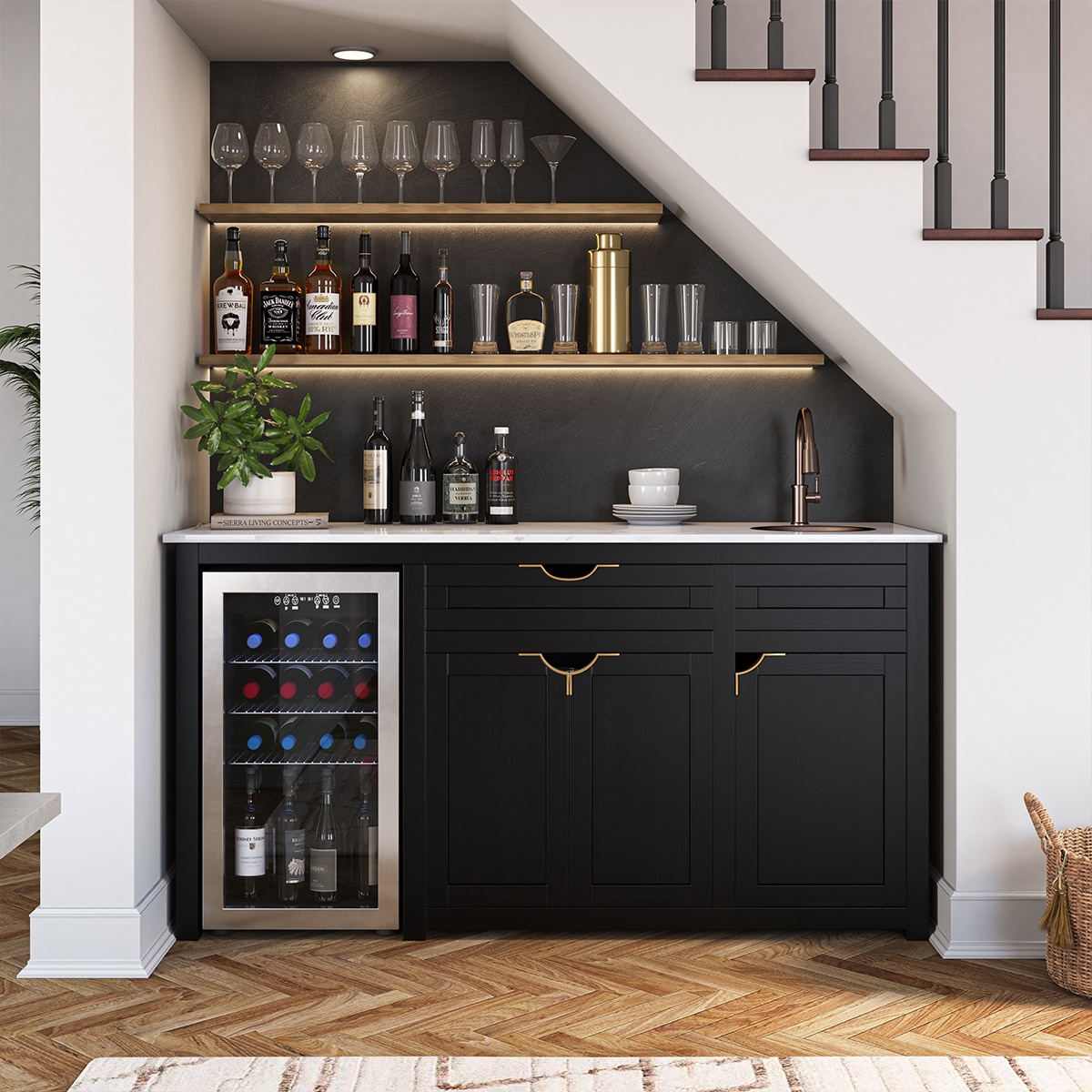 Wet Bar Sink And Cabinets