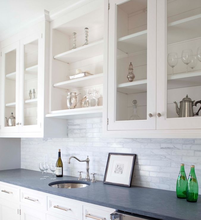 Wet Bar Sink In Hammered Metal With Charcoal Countertop
