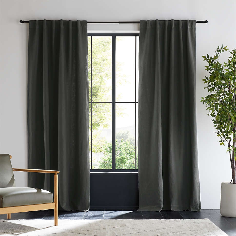 Window Curtain Storm Linen Extra Long Textured Flax Panels