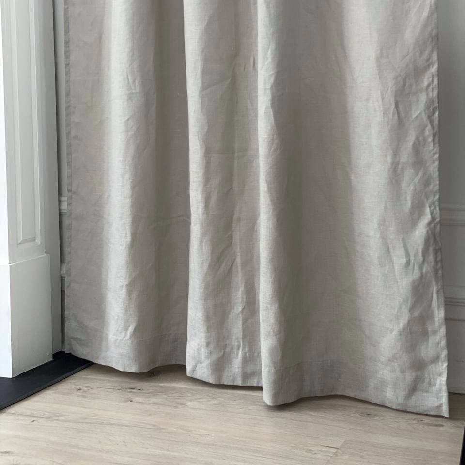 Window Curtain Wide Bottom Hem Textured Linen Panels