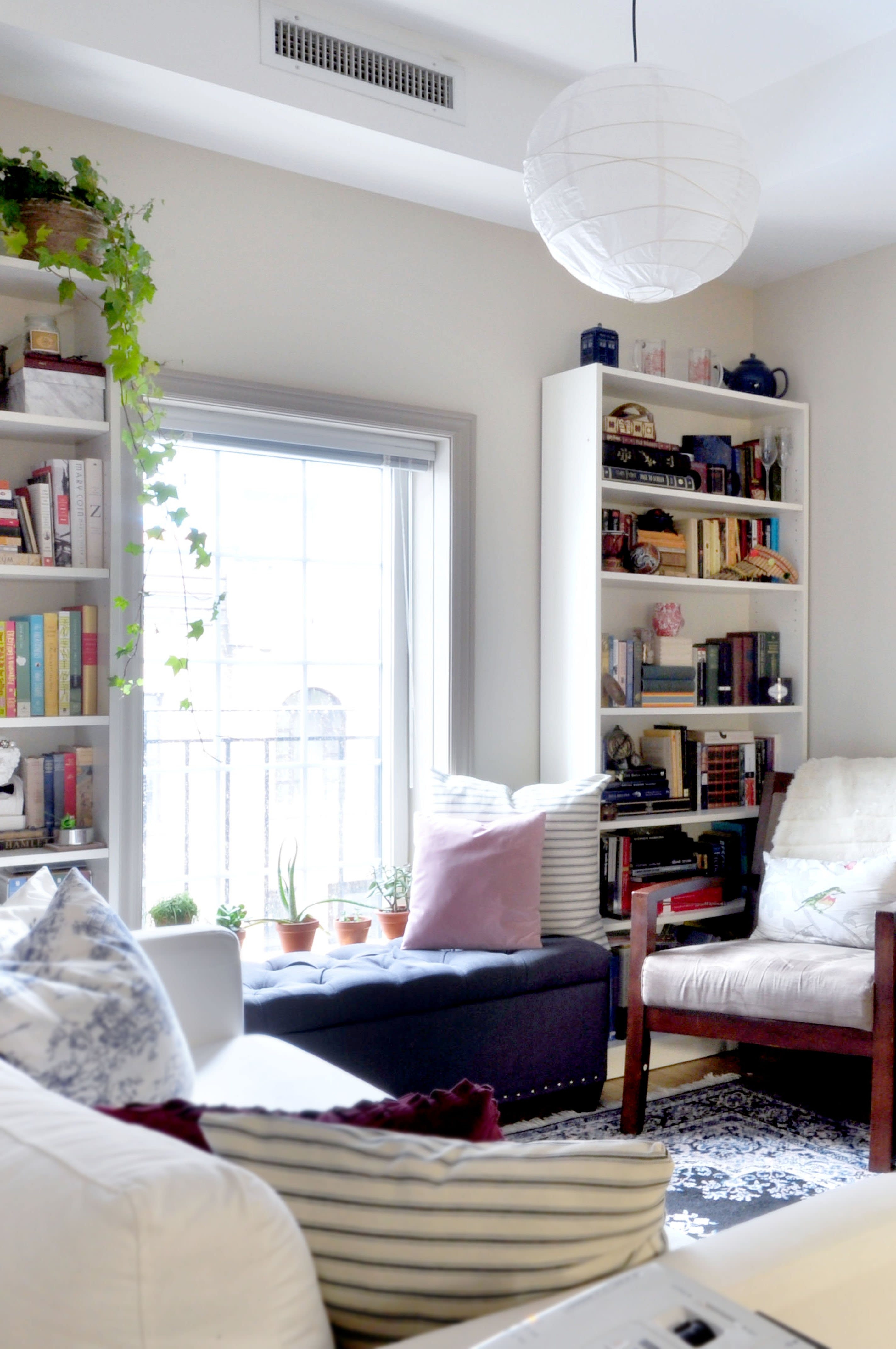 Window Seat Bench Tufted Navy Apartment Library Window Bench