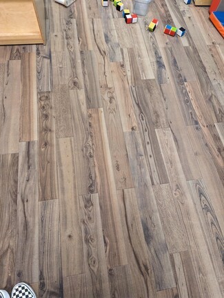 Wood Look Carpet with High Contrast Grain Educational Playroom Flooring