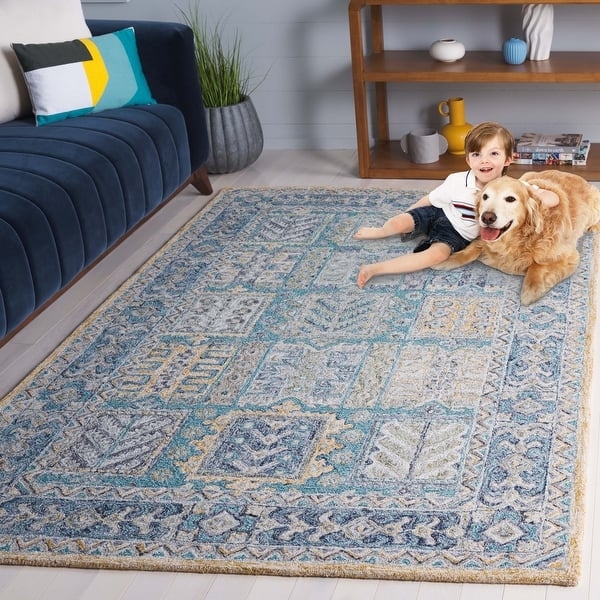 Wool Area Rug Hand Tufted Wool Tile French Country Rug