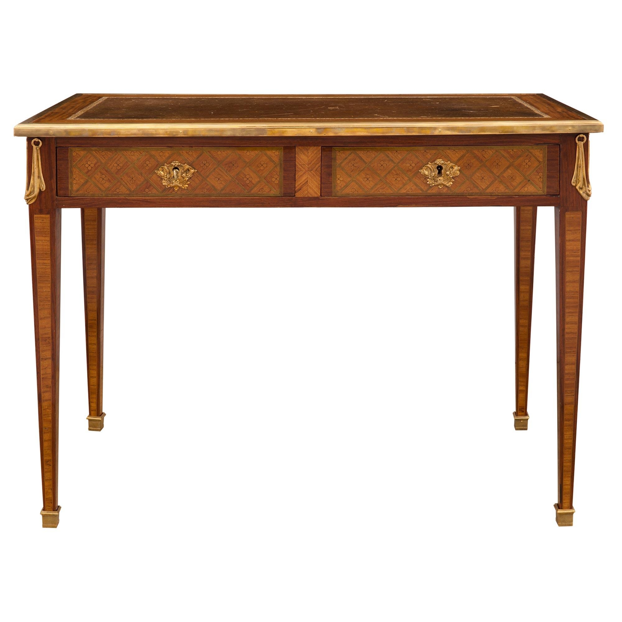 Writing Desk featuring Marquetry Drawers and Louis XVI Desk