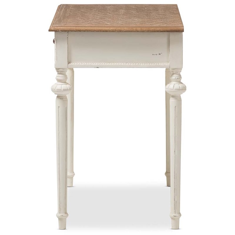 Writing Desk: French Provincial Fluted Desk with Wood Grain