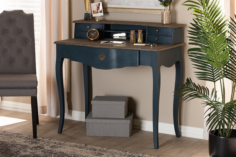Writing Desk in Blue Spruce and French Provincial Desk