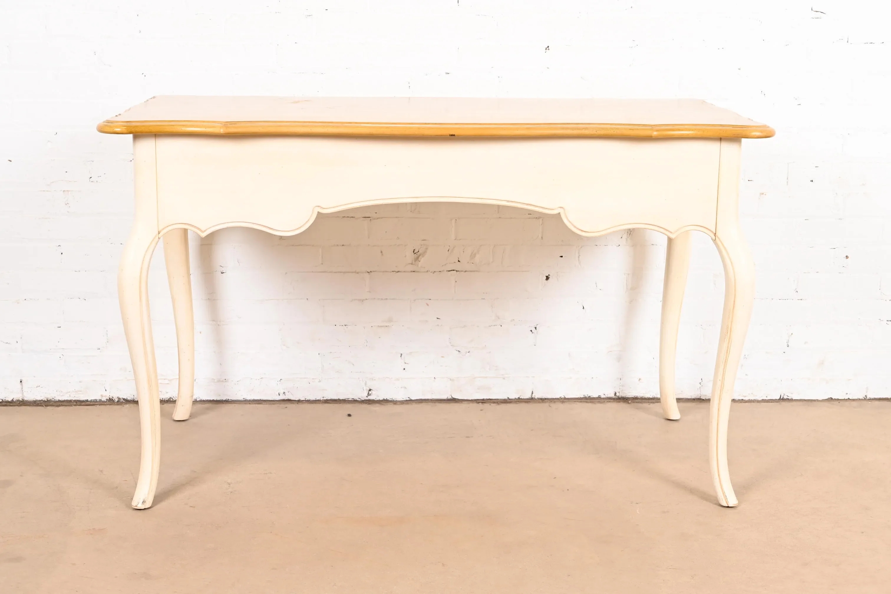 Writing Desk: Maple Desk with Scalloped Apron and Louis XV Style
