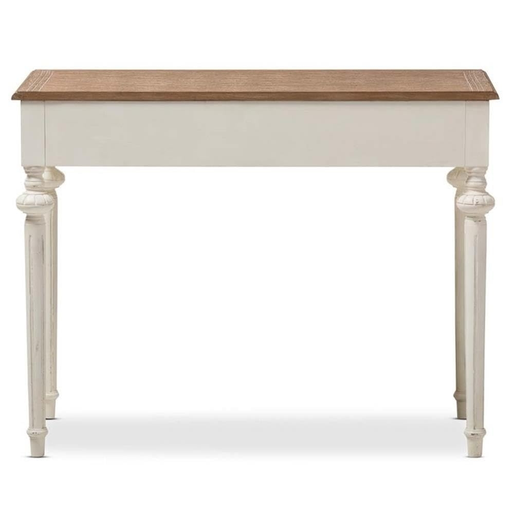 Writing Desk: Weathered Oak Top Desk with Fluted Office Legs