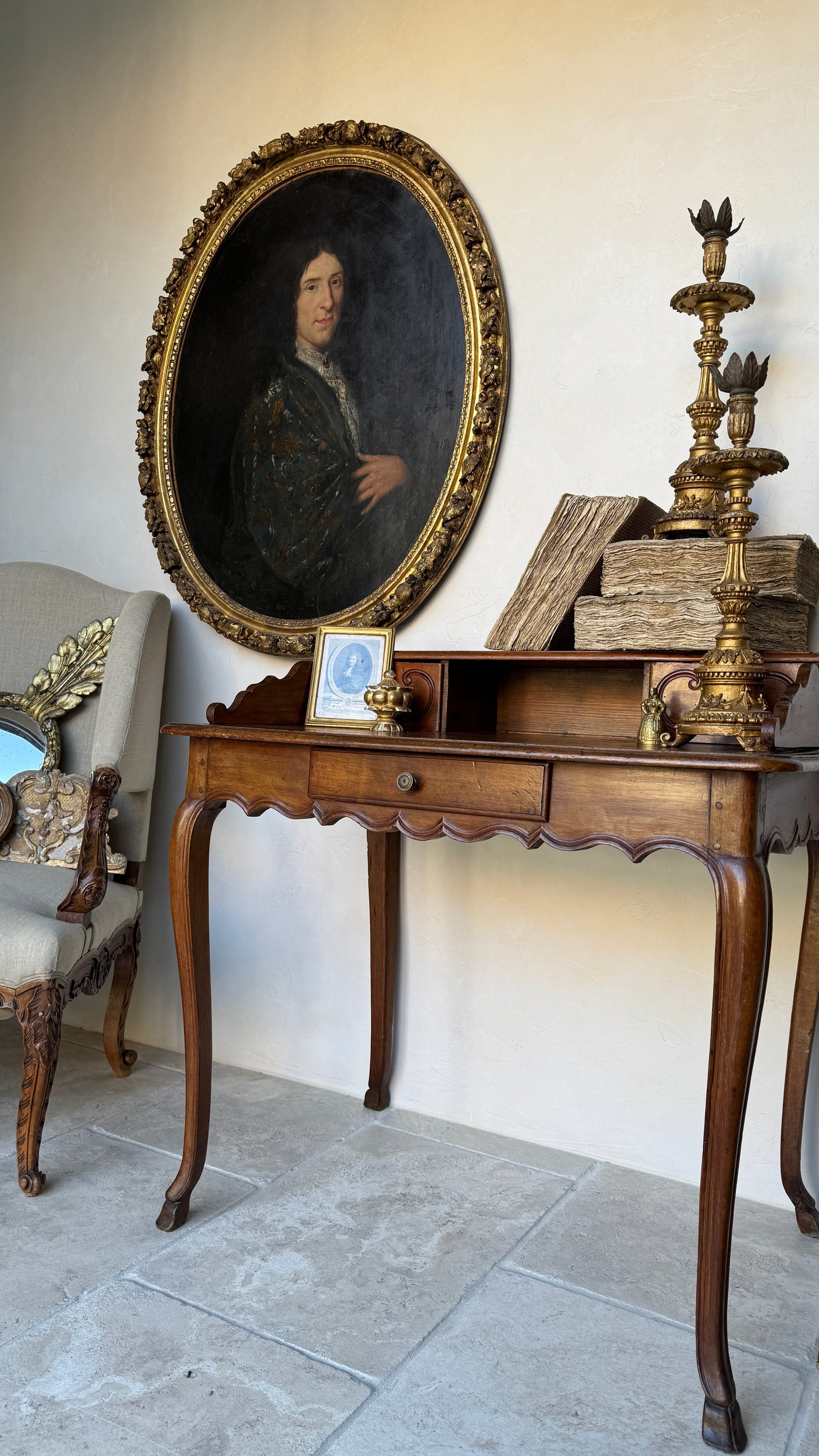 Writing Desk with Desk Riser and Louis XV Writing Desk