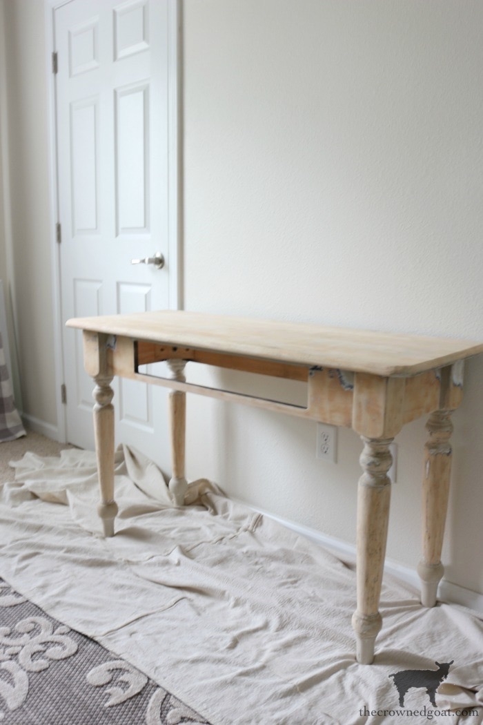 Writing Desk with Open Drawer Cutout and Distressed Finish