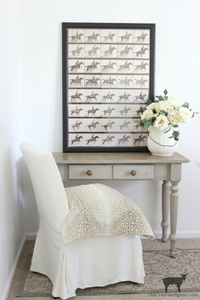 Writing Desk with Weathered Taupe Finish and Elegant Turned Legs