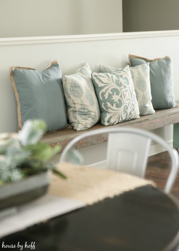 Accent Bench with Crewel Embroidery and Weathered Finish