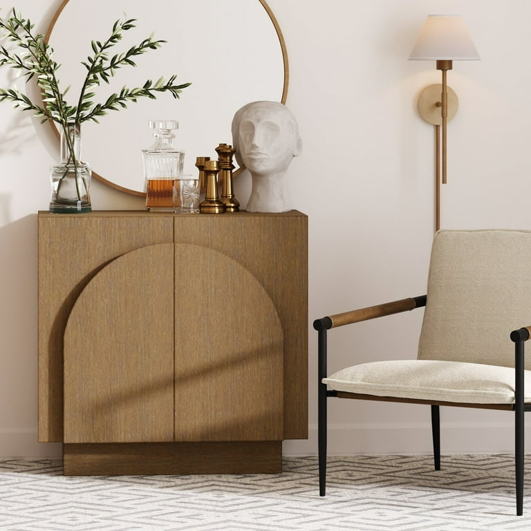 Accent Cabinet featuring Arched Doors and Plinth Base