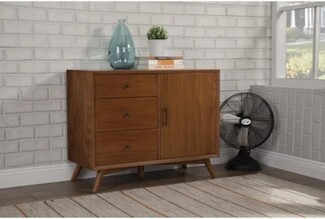Accent Cabinet having Asymmetrical Storage and Cherry Finish
