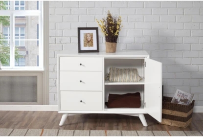 Accent Cabinet in Crisp White with Splayed Tapered Legs