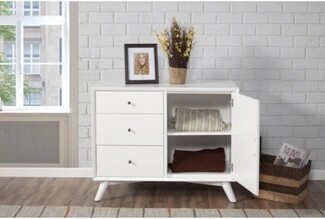 Accent Cabinet in Crisp White with Splayed Tapered Legs