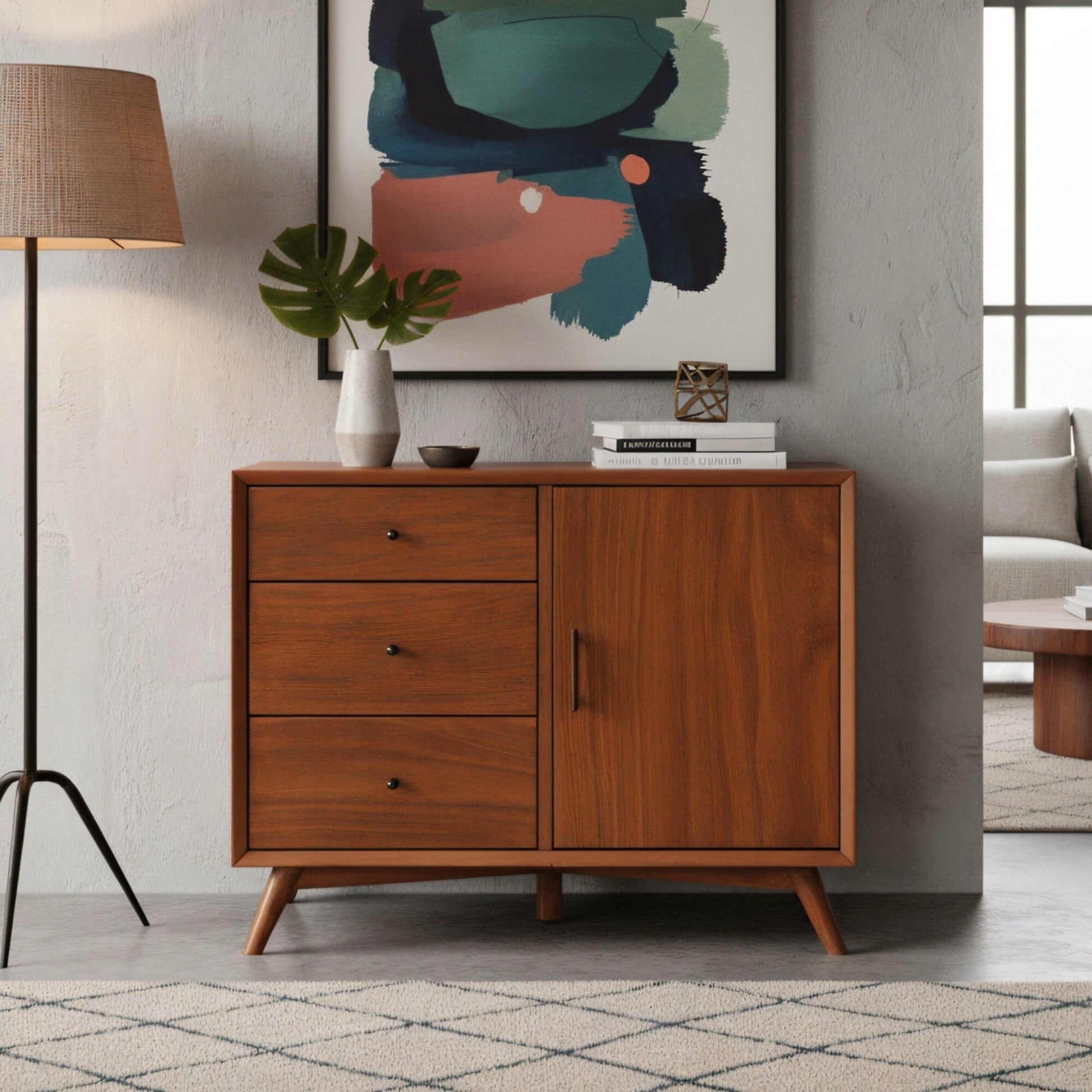 Accent Cabinet including Three Drawers and Acorn Wood