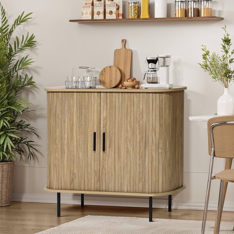Accent Cabinet showing Tambour Texture and Rounded Edges
