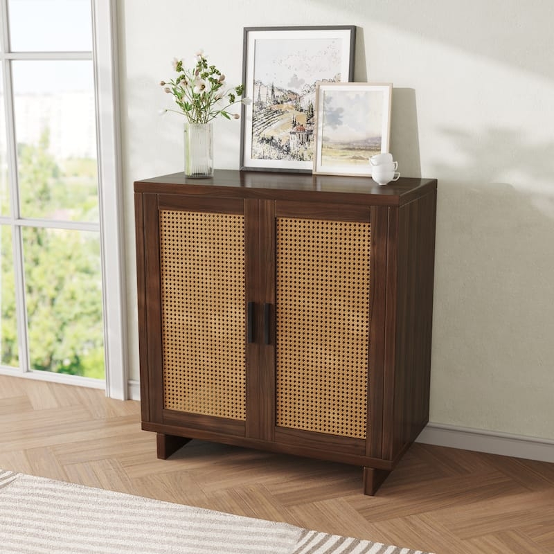 Accent Cabinet using Rattan Cane and Espresso Woven Panels