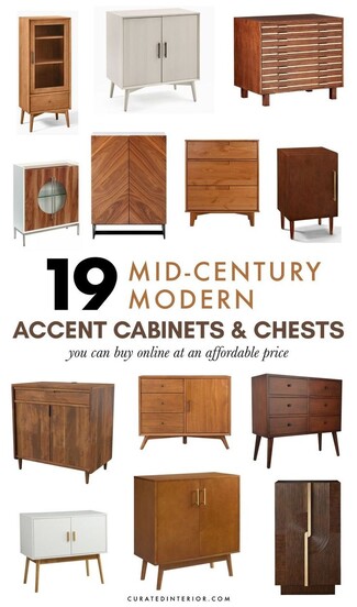 Accent Cabinets with Splayed Legs and Wood Grain Patterns