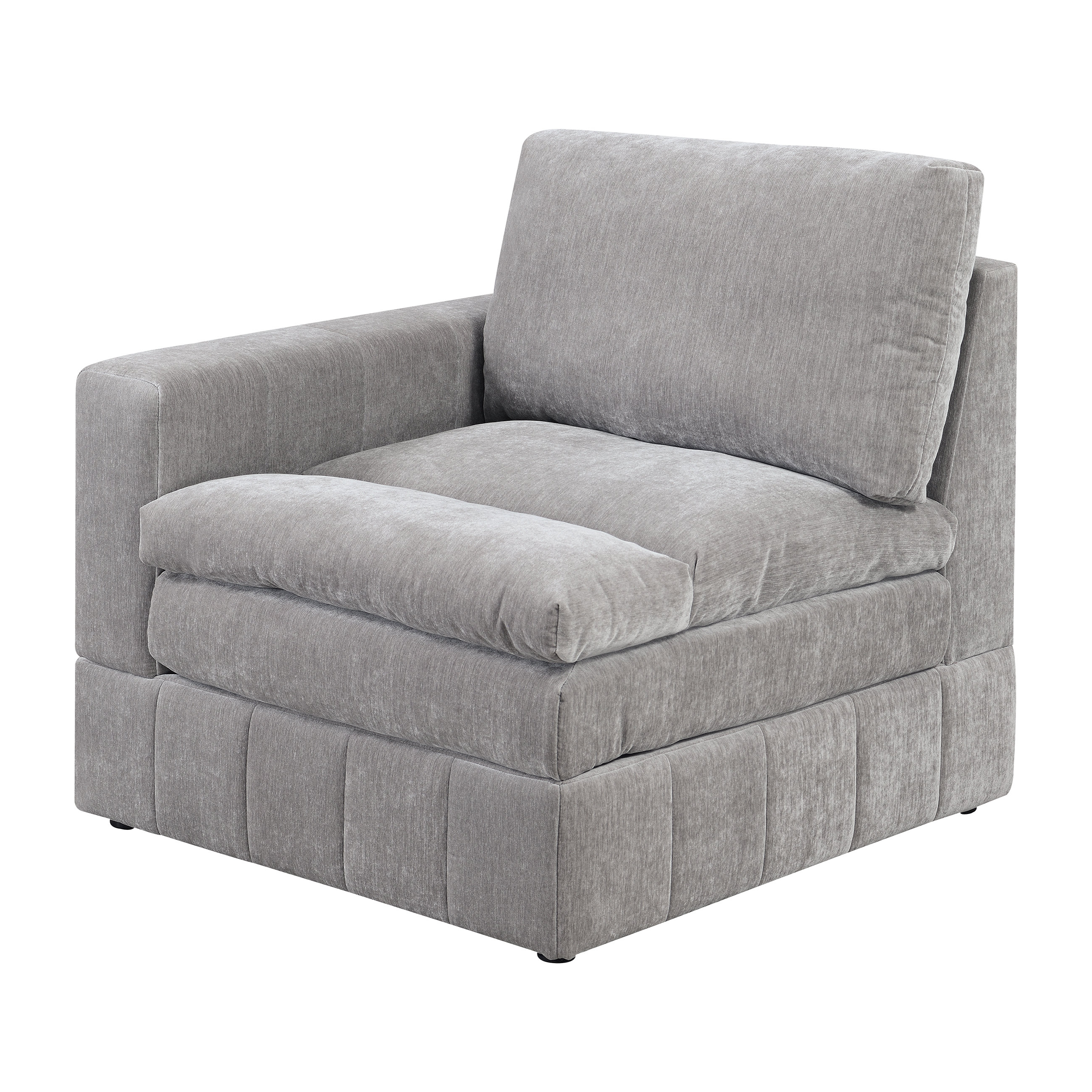 Accent Chair Channel Tufted Base Ribbed Fabric Lounge Piece